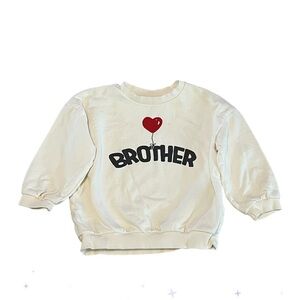 H&M Cream and Red Graphic Sweatshirt